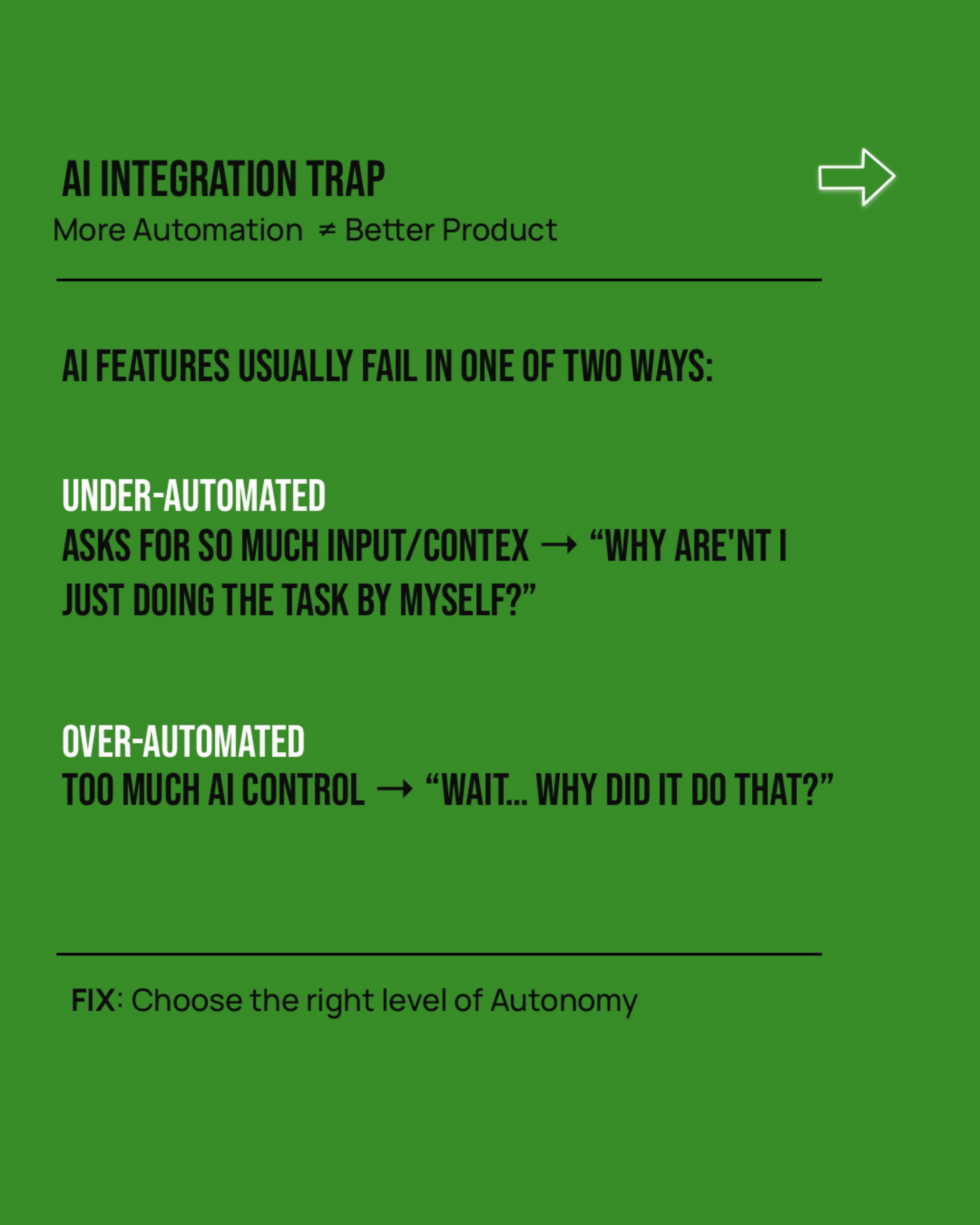 AI Integration Trap: more automation does not equal better product.
